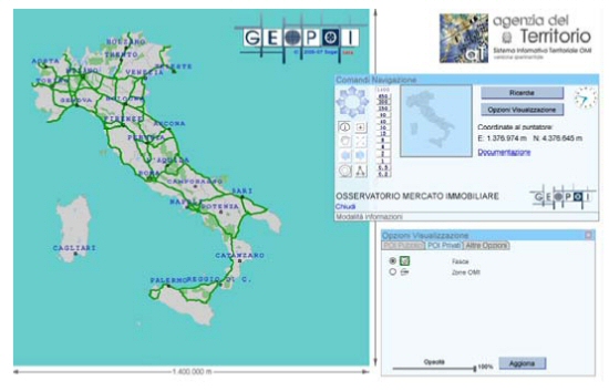 geopoi,Agenzia del Territorio: Nuovo servizio di navigazione per la consultazione delle quotazioni OMI